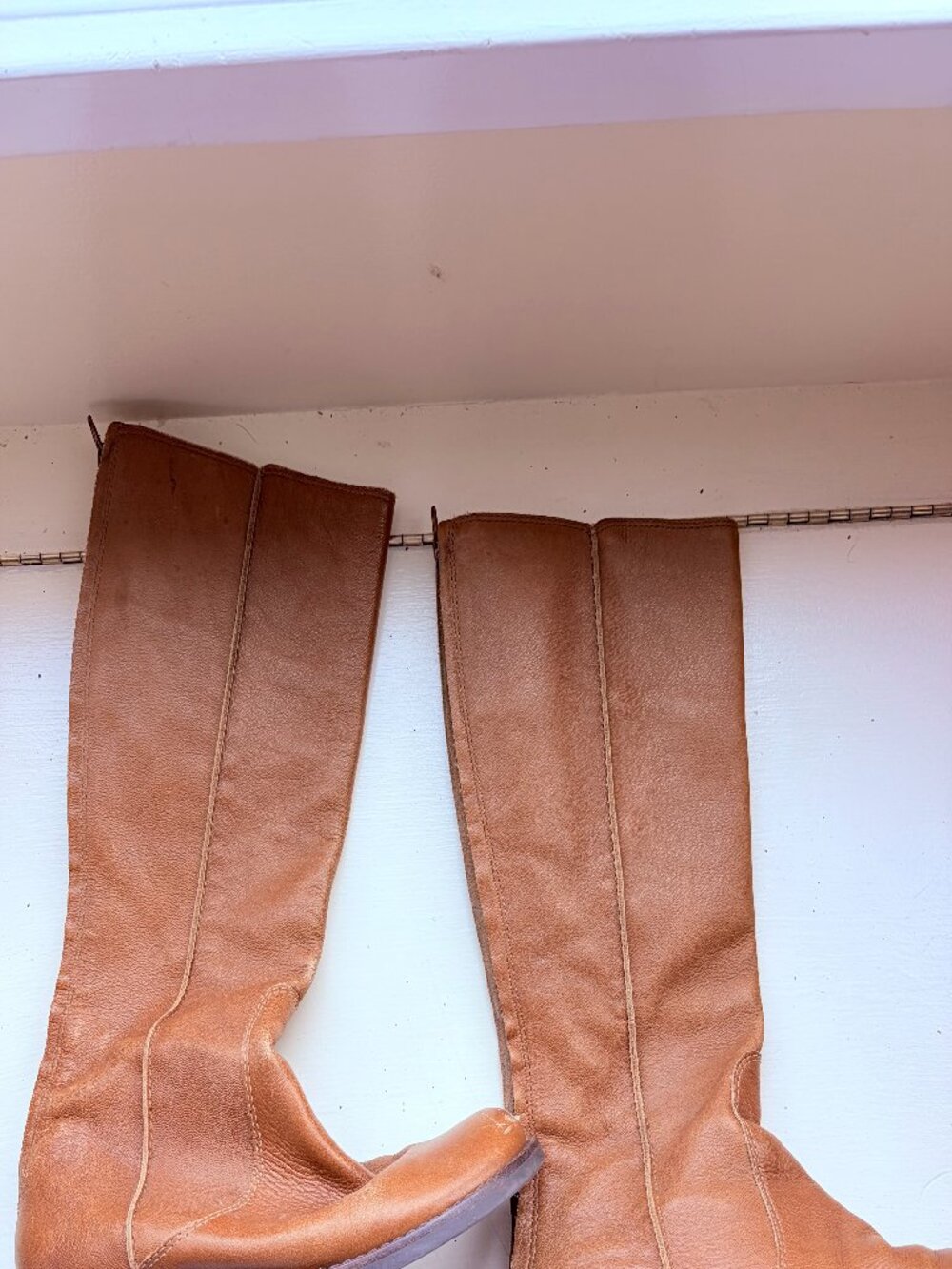 Vintage Cognac Tan Leather Tall Boots Made in Brazil